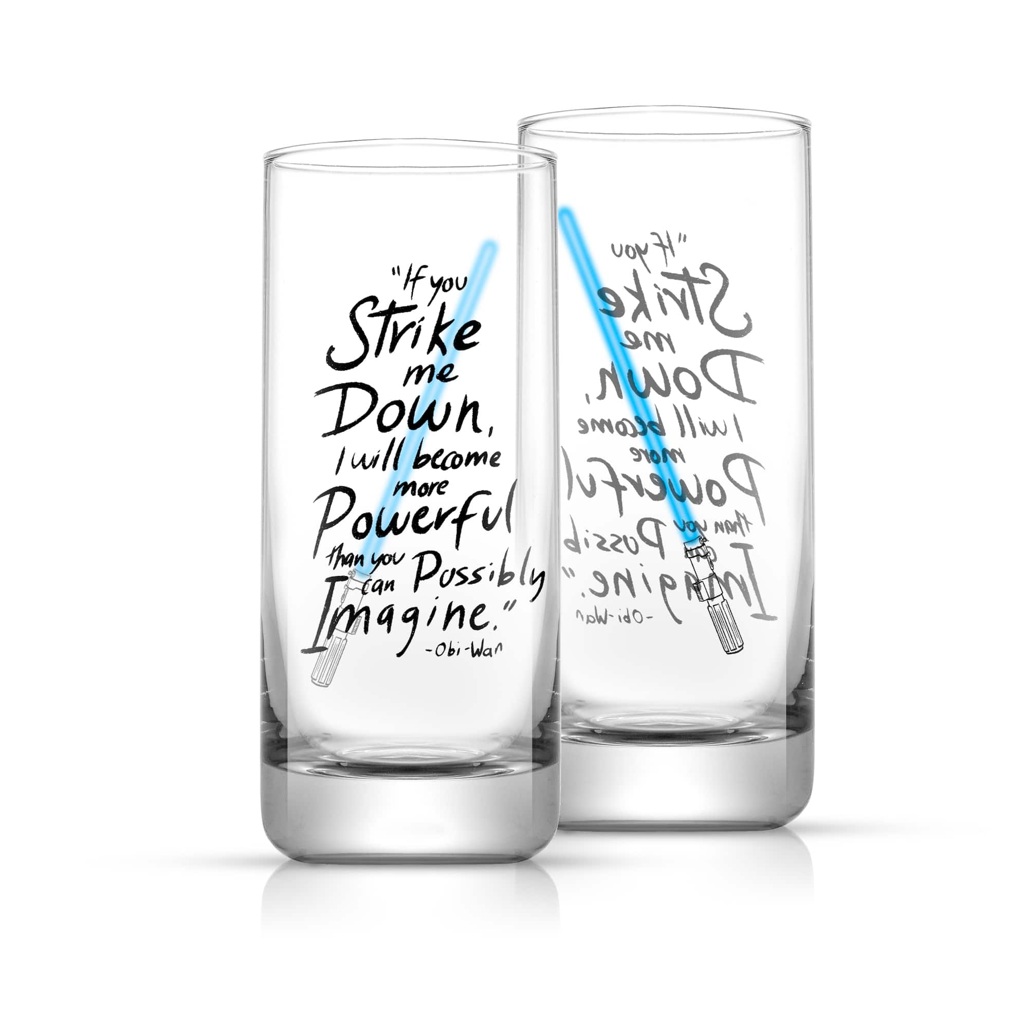 JoyJolt® Star Wars™ 14.2oz. New Hope Obi-Wan Kenobi Blue Lightsaber Tall Drinking Glass, 2ct.